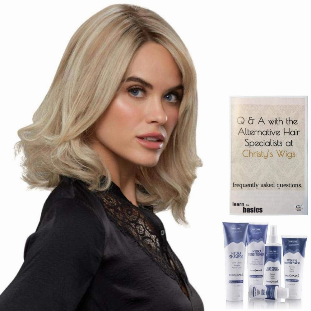 Bundle - 7 Items: Carrie Petite Exclusive Remy Human Hair by Jon Renau, Christy's Wigs Q & A Booklet, BeautiMark Hydra Shampoo Conditioner Mask Protect Leave-In Spray Shine Serum - Color: 24B22RN