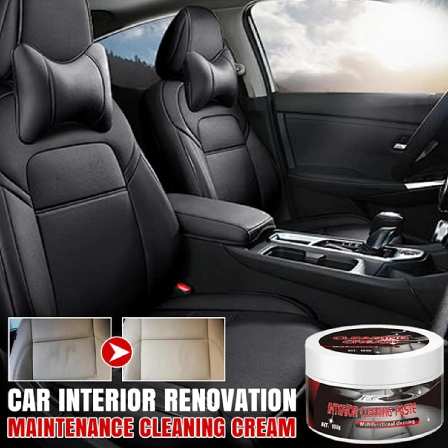 Car Interior Renovation Maintenance Cleaning Cream, Automotive Leather Cleaner and Conditioner, Leather Cleaning and Care Cream for Car Upholstery Seats Furniture (3 pcs)