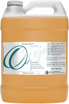 Carrot Seed Oil 128 oz Pure Natural Cold Pressed Unrefined Extra Virgin Carrot Oil 1 Gallon - for Hair Skin Body Nail and Beard - Moisturizing, Soothing, Hydrating, & Nourishing