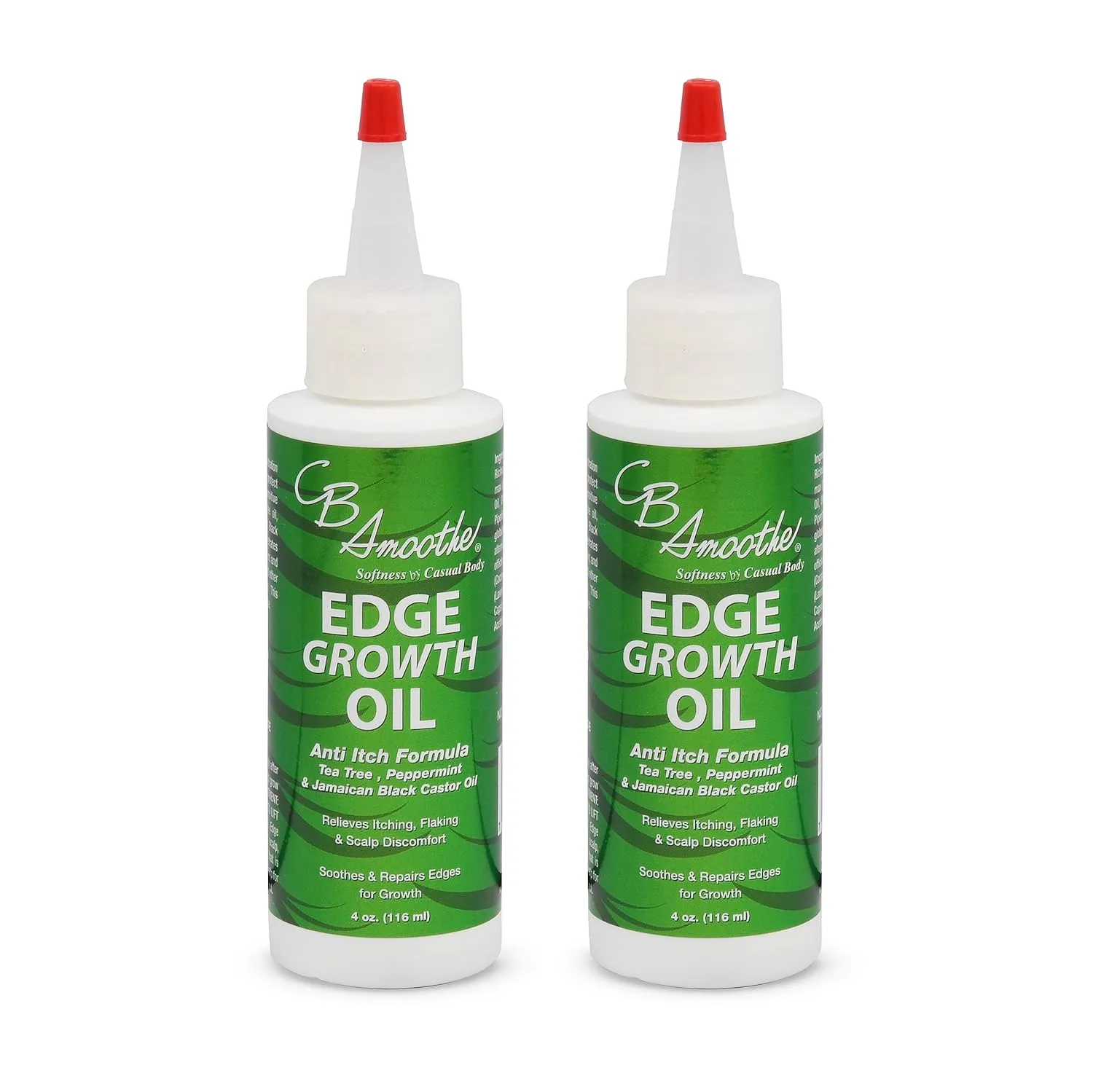 CB Smoothe Edge Growth Oil - Tea Tree, Peppermint & Jamaican Black Castor Hair Serum - Boosts Circulation & Regrowth - 4oz - 2-pack