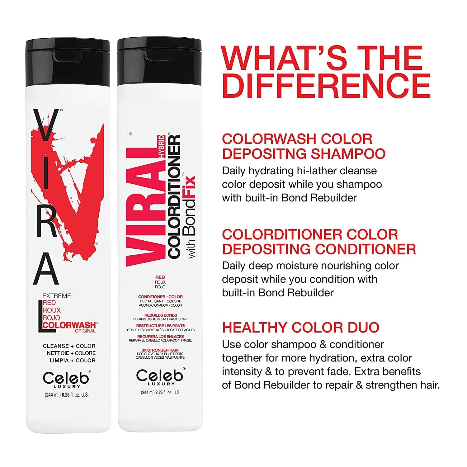 Celeb Luxury Color Depositing Conditioner - Color Refresher with Bondfix Bond Rebuilder, Viral and Gem Lites, Pairs with Colorwash