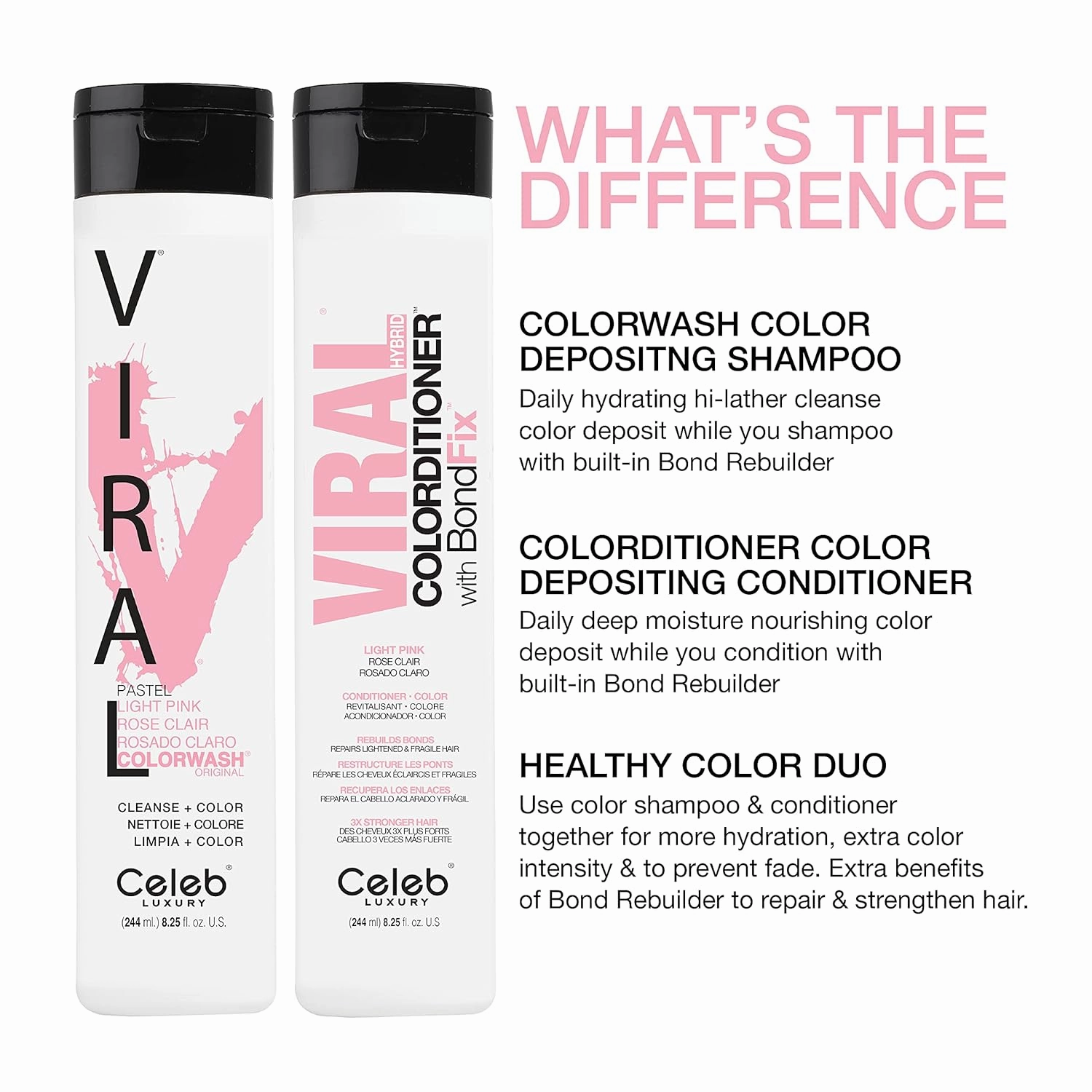 Celeb Luxury Color Depositing Conditioner - Color Refresher with Bondfix Bond Rebuilder, Viral and Gem Lites, Pairs with Colorwash