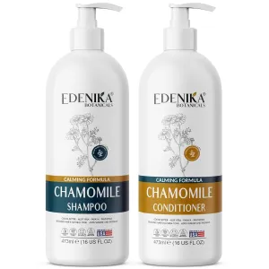 Chamomile Shampoo and Conditioner Set, Calming Formula with Certified Organic and Natural Ingredients Intense Nourishment Makes Hair Feel Soft and Smooth 16oz Each