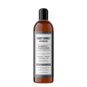 Charcoal & Mint 2 in 1 Shampoo and Conditioner, Natural Scalp Care with Essential Oils & Hyaluronic Acid, 12 FL OZ / 355 ML