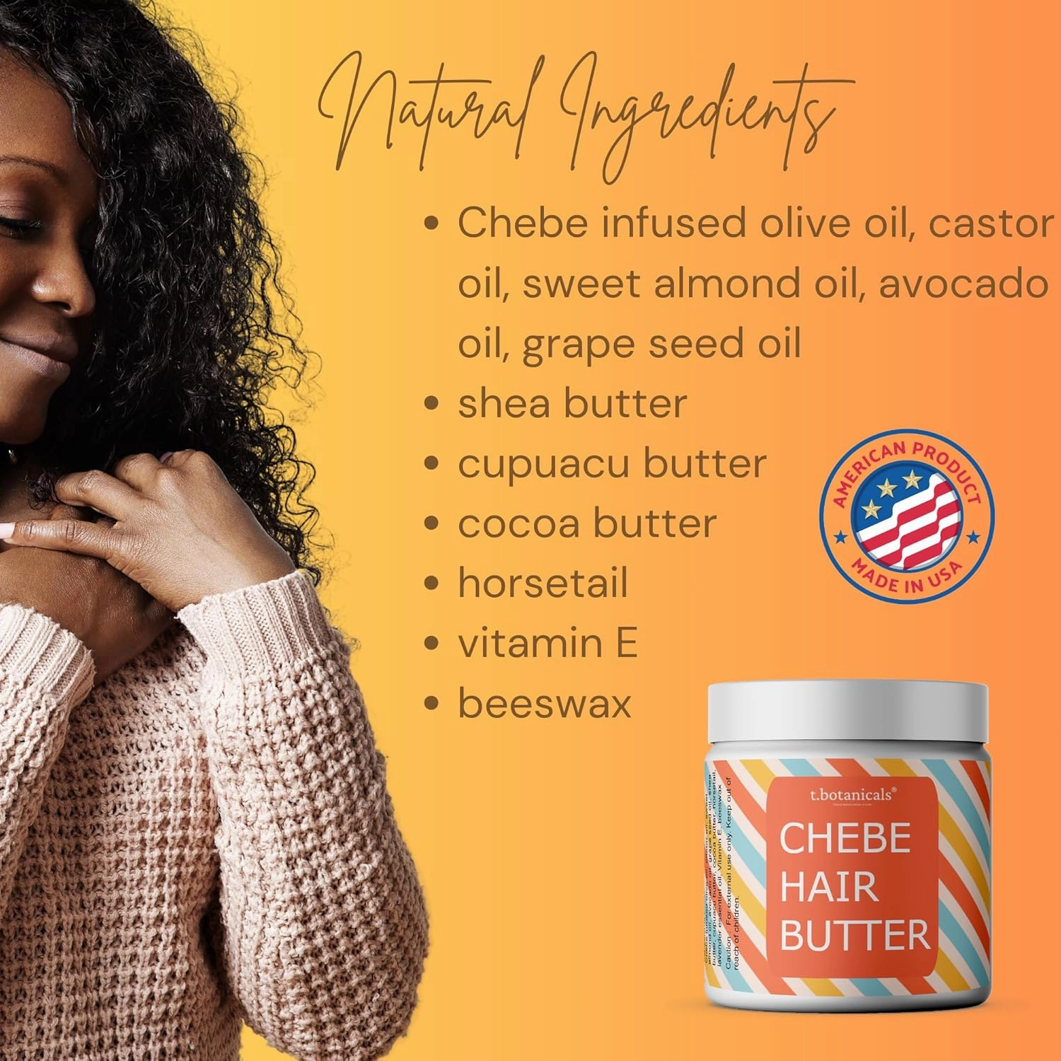 Chebe Butter for Hair Growth Hair Thickening Prevent Hair Loss Reduce Breakage and Split Ends Serum to Moisturize Dry Hair (Unscented, 8 oz.)