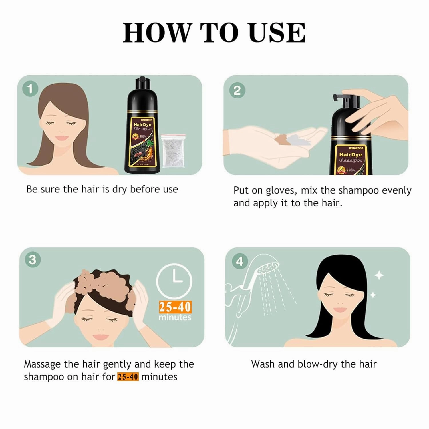 Cherry Brown Hair Dye Shampoo 3 in 1, Long-lasting & Natual Hair Color Shampoo, Herbal Ingredients Natural Shampoo Hair Dye Effect in Minutes, Gifts for Men Women 500ml