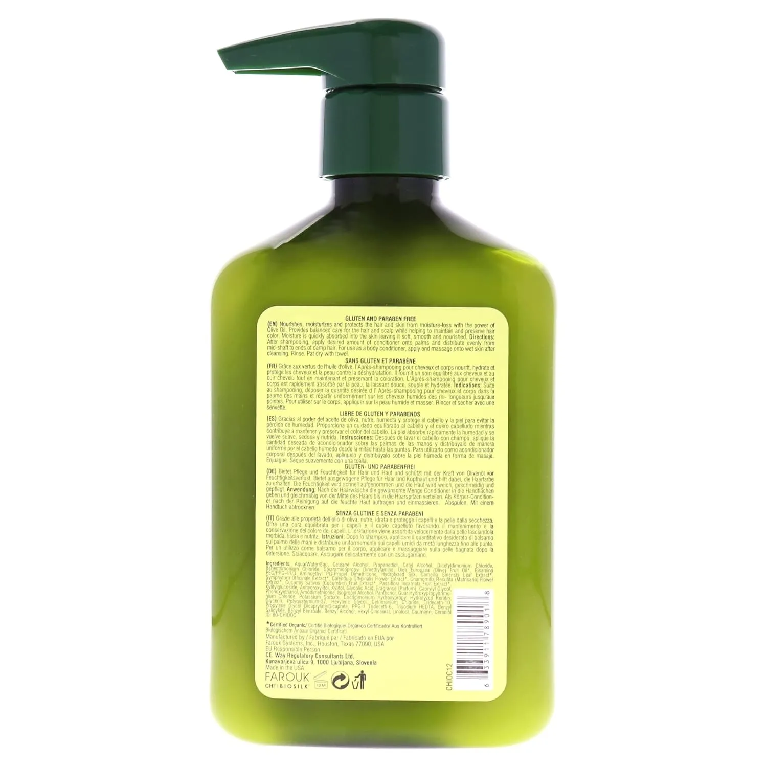 CHI Naturals with Olive Oil Hair & Body Conditioner, Protects From Moisture Loss & Preserves Hair Color, Sulfate, Paraben, & Cruelty-Free, 11.5 Oz