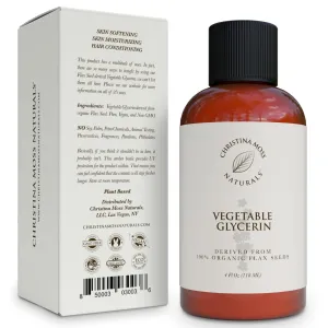 Christina Moss Naturals Vegetable Glycerin, Organic Flax Seeds, No Palm, Use DIY Soap makers & adds moisture to Cream, Shampoo, Conditioner