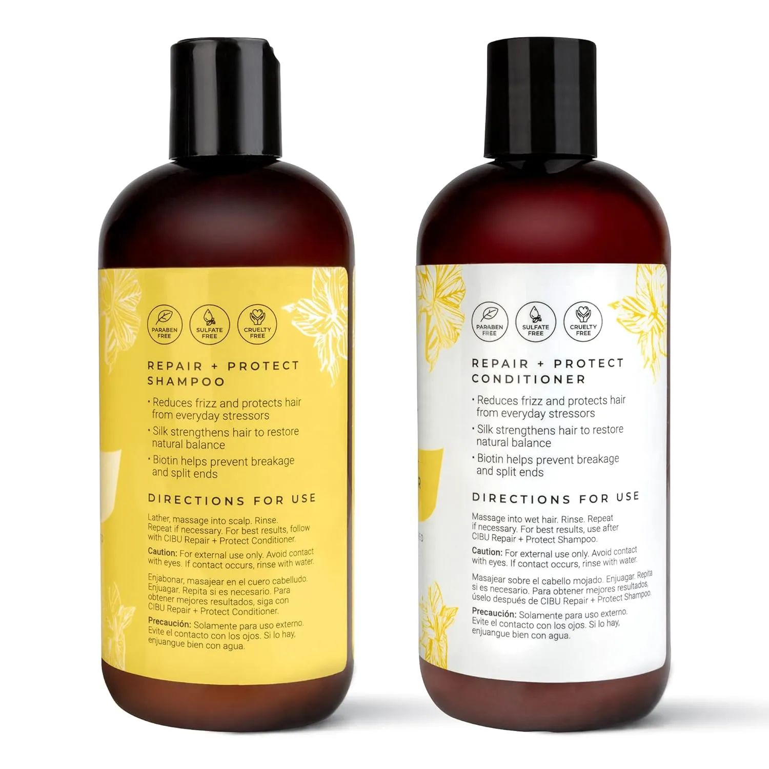 cibu Repair   Protect Shampoo and Conditioner Bundle 90002 Restores Damaged Hair - Protects From Breakage - Safe for Color-Treated Hair 11.83oz 2 Pack