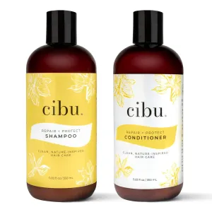 cibu Repair   Protect Shampoo and Conditioner Bundle 90002 Restores Damaged Hair - Protects From Breakage - Safe for Color-Treated Hair 11.83oz 2 Pack