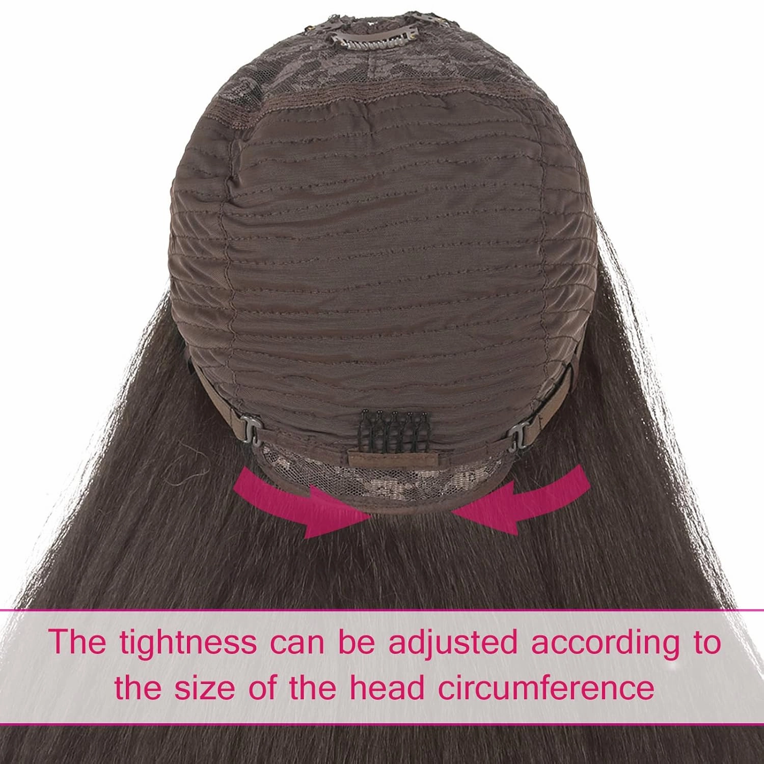 CINHOO Kinky Straight V Part Wig for Black Women Long V Shape Wigs Glueluss No Leave Out Wig Syntehtic Kinky Straight U Part Wigs for Women Dark Brown Wig for Daily Use (4#, 20inch)