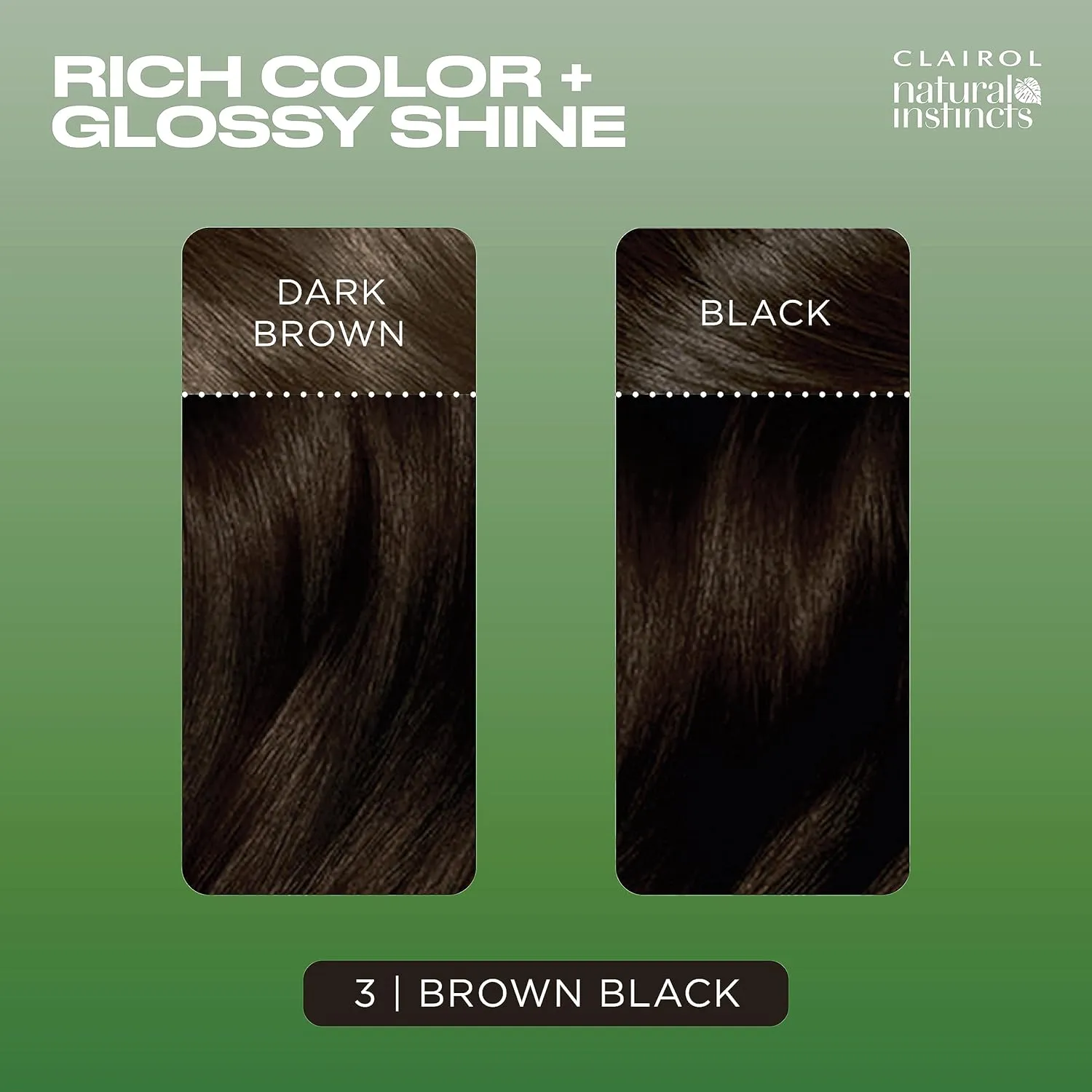 Clairol Natural Instincts Demi-Permanent Hair Dye, 3 Brown Black Hair Color, Pack of 3