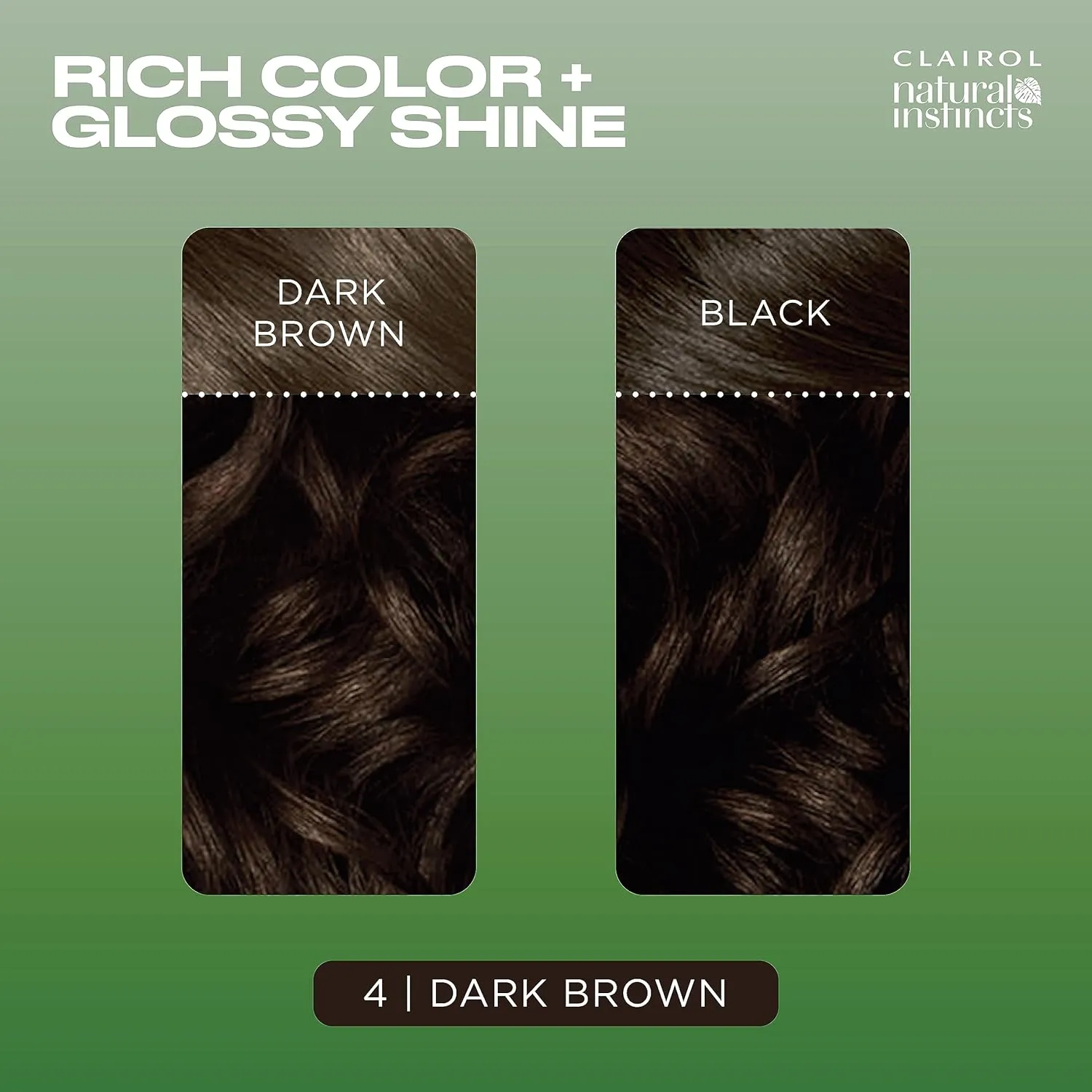 Clairol Natural Instincts Demi-Permanent Hair Dye, 4 Dark Brown Hair Color, Pack of 3