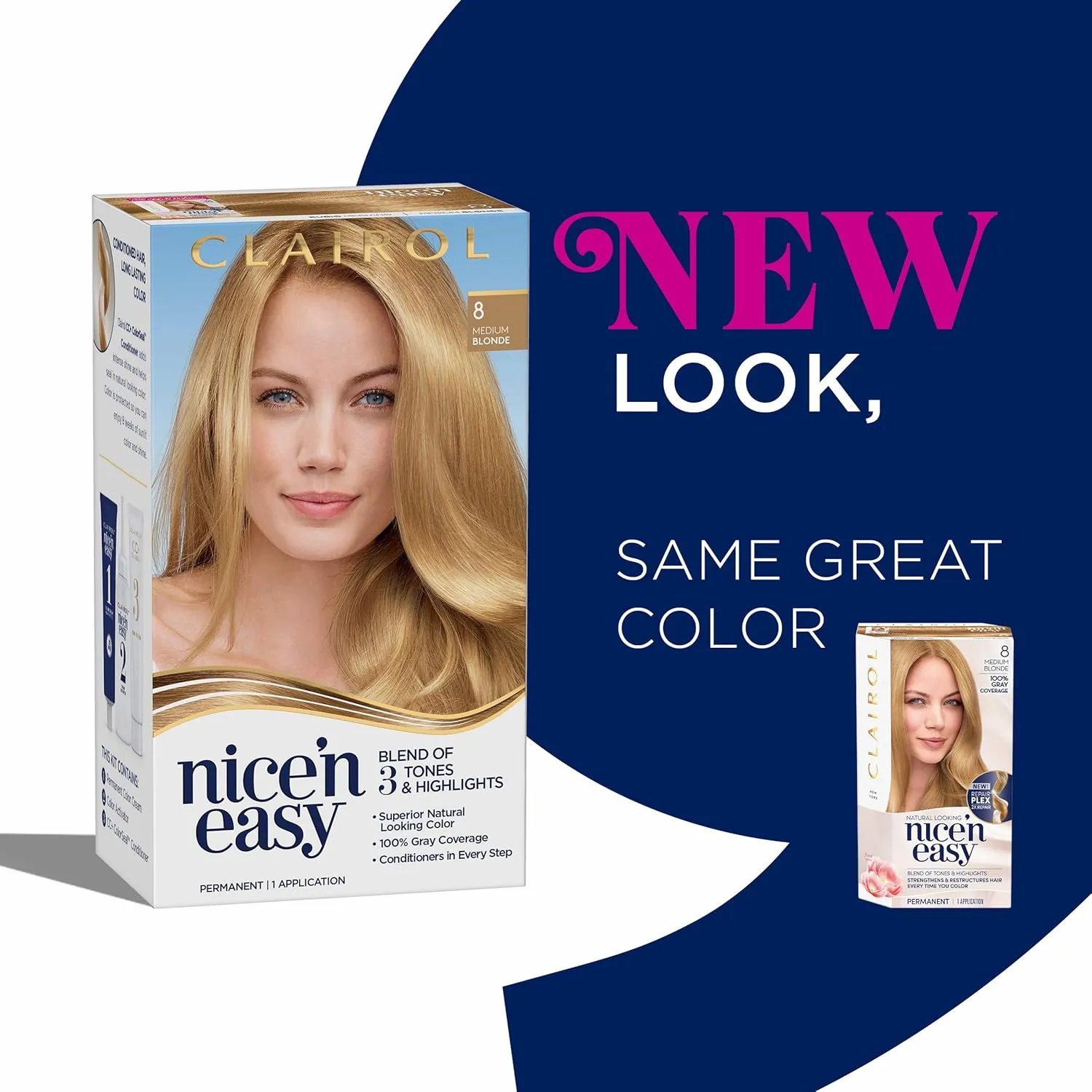 Clairol Nice'n Easy Permanent Hair Dye, 7CB Cool Beige Blonde Hair Color, Pack of 3