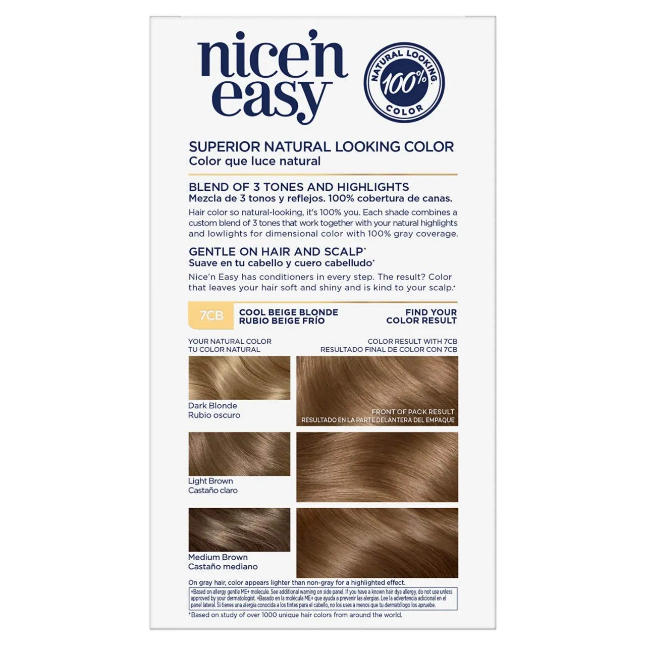 Clairol Nice'n Easy Permanent Hair Dye, 7CB Cool Beige Blonde Hair Color, Pack of 3