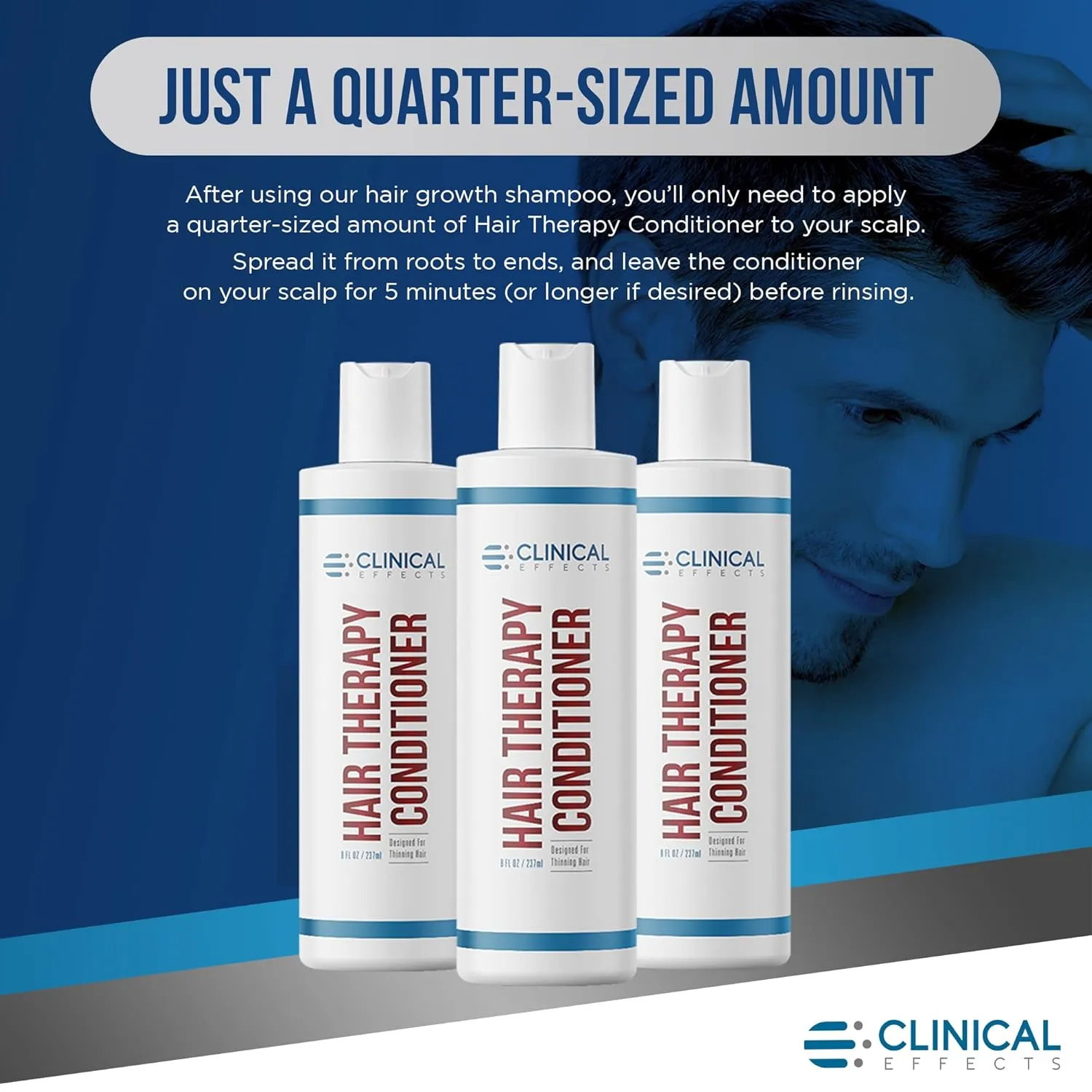 Clinical Effects Hair Therapy Conditioner - Hair Growth Conditioner for Men and Women - Deep Conditioner with Biotin, Saw Palmetto and Panthenol - Made in the USA - 8 Fl oz