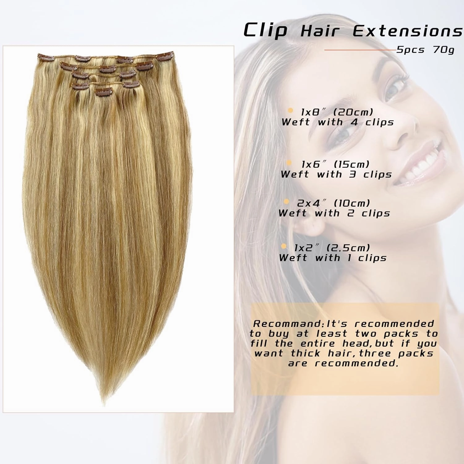 Clip in Hair Extension 12 Inch Chocolate Brown Mix Caramel Blonde Highlights 5PCS Natural Straight Hairpieces for Women Thick Human Hair Double Weft Hair Full Head(#16P22)