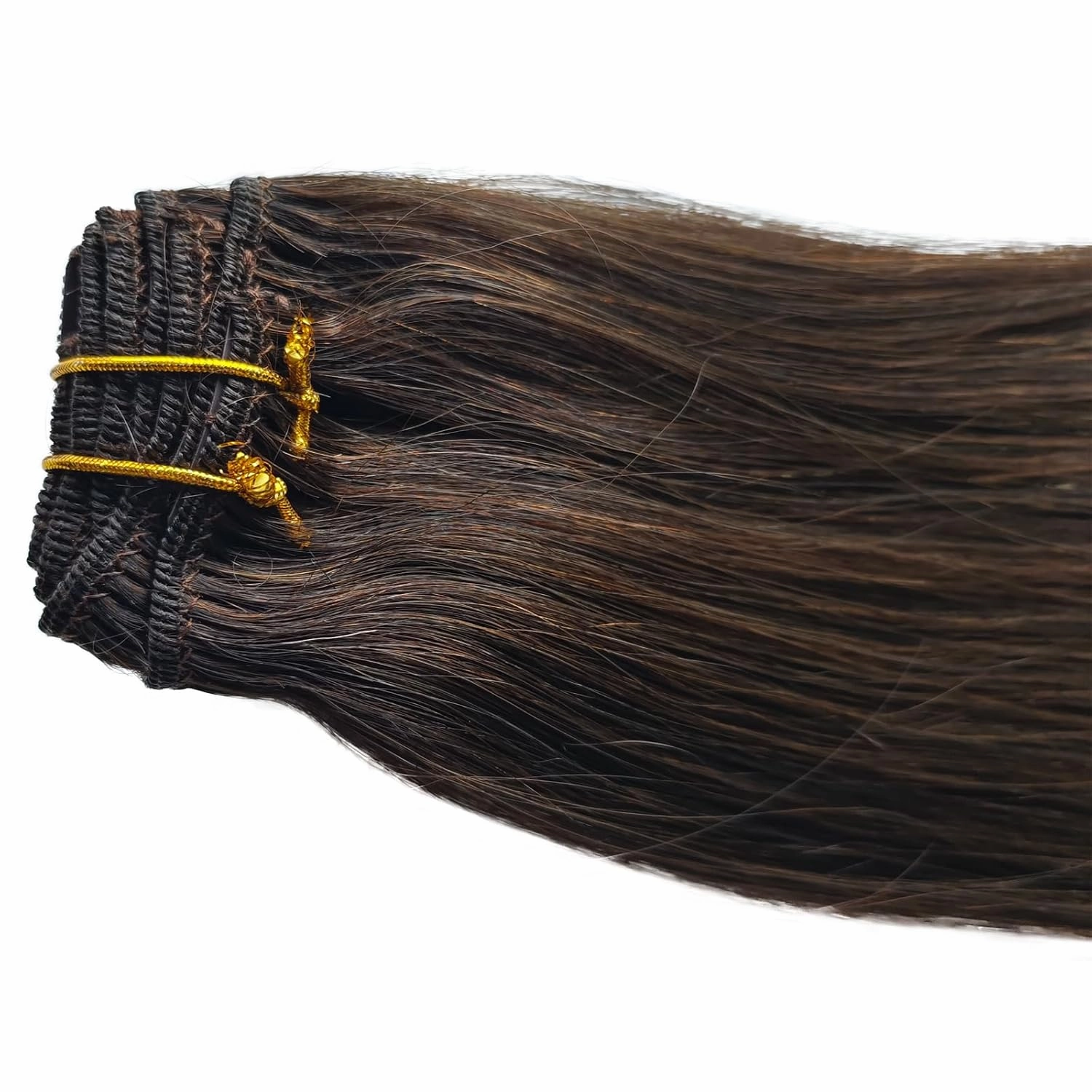 Clip in Hair Extensions Real Human Hair, 2 Dark Brown Clip in Remy Human Hair Extensions 14 Inch 70g 5pcs Soft Silky Straight Seamless