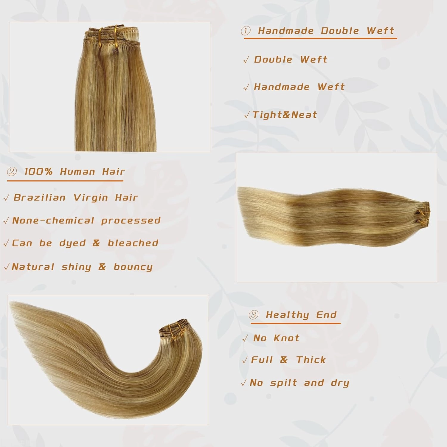 Clip in Hair Extensions Real Human Hair, 70g 5pcs Light Bloned Mixed Golden Blonde 14 Inch, OiMiGO Remy Human Hair Extensions Clip in Natural Hair Extensions Straight(#16P22)