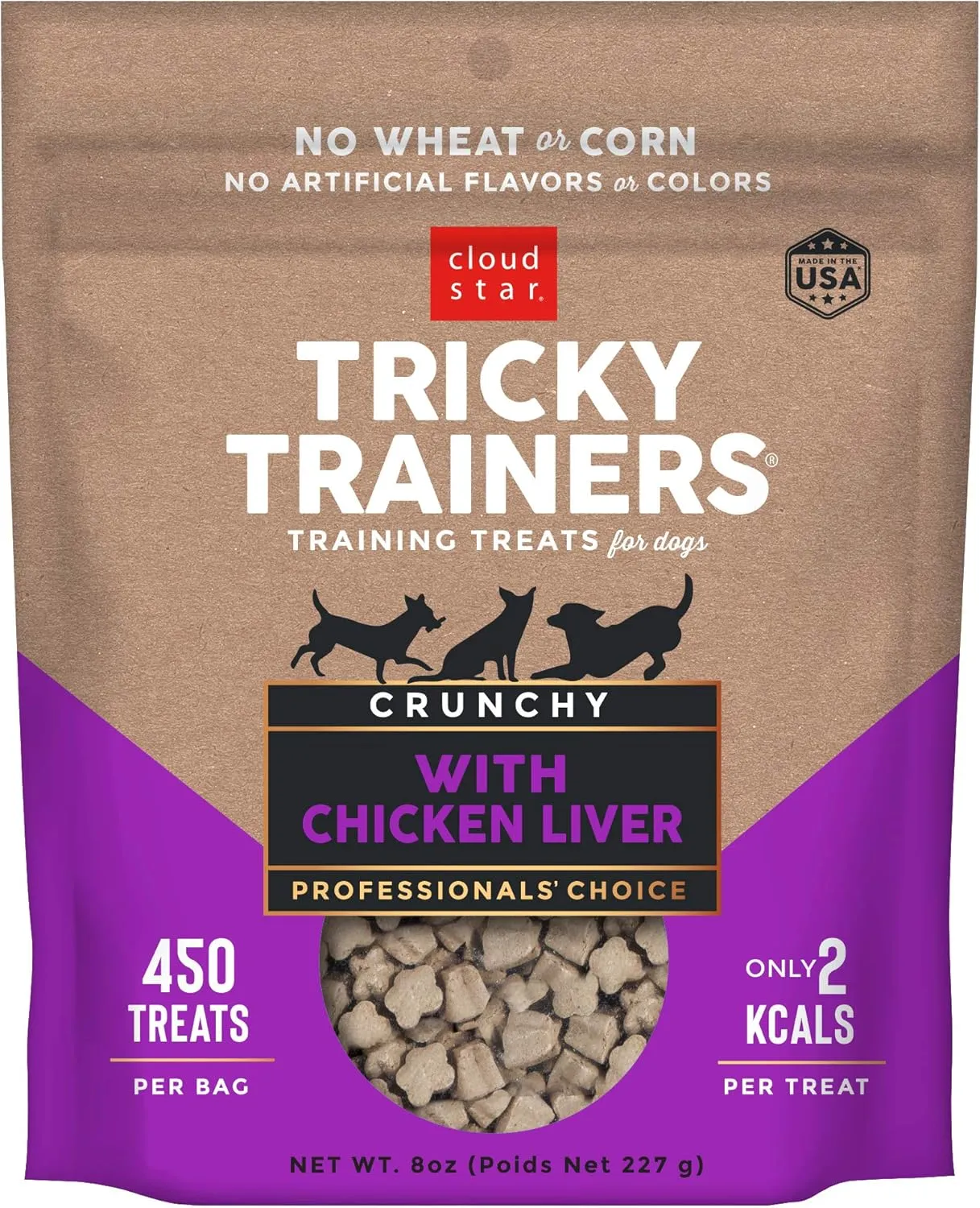 Cloud Star Tricky Trainers Crunchy, Low Calorie Training Dog Treat, Made in the USA, Wheat & Corn Free ( pack of 4 )