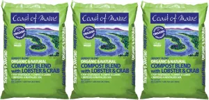 Coast of Maine Quoddy Blend, 1 cu ft (3 Pack) Organic and Natural Compost Blend with Lobster and Crab - Improves and Revitilizes Soil