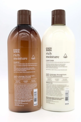 Coco Shea Rich Moisture, Shampoo & Conditioner Set, Bath and Body, 16 fl oz each