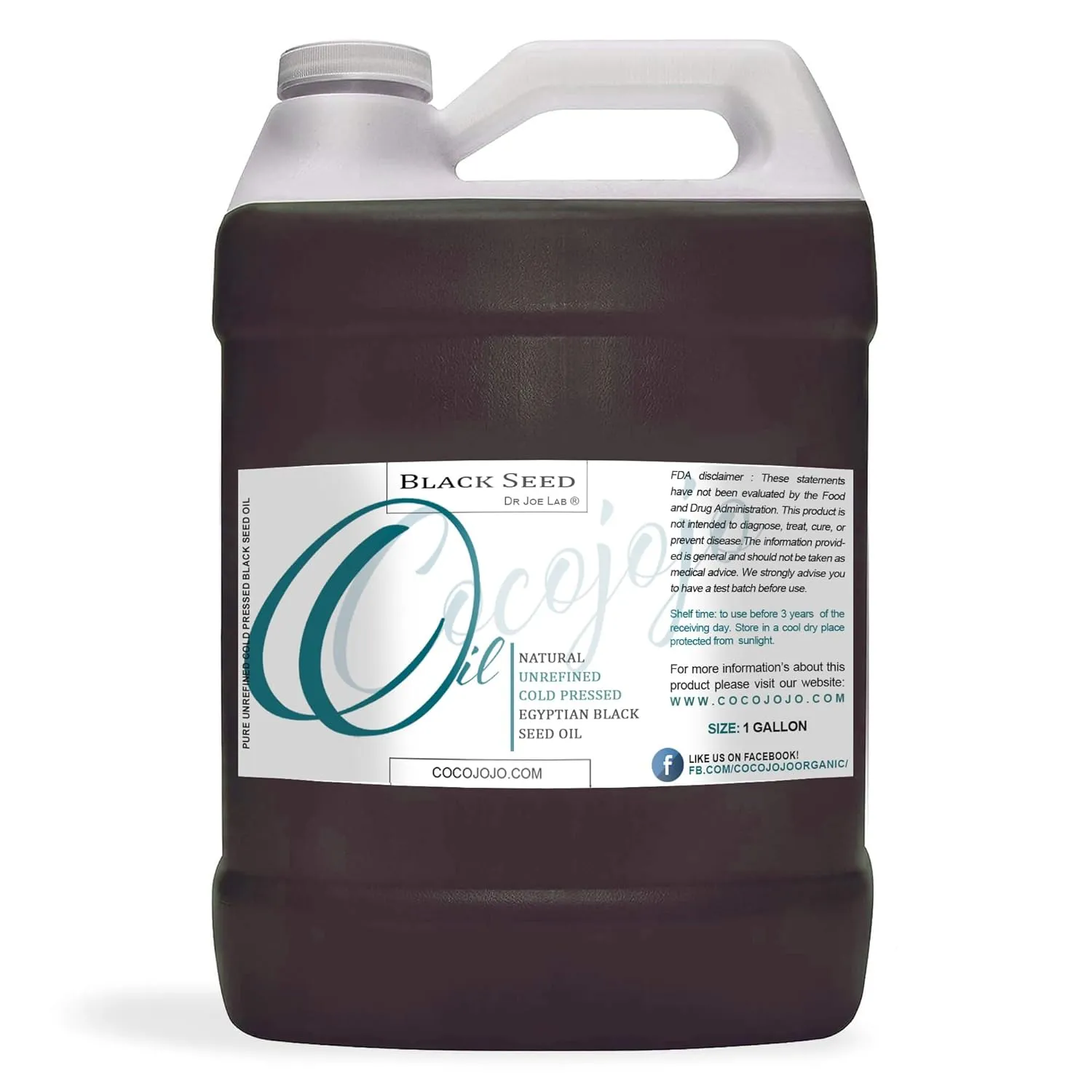 cocojojo Black Cumin - Egyptian Black Seed Oil - Kalonji Oil Cold Pressed 1 GALLON Pure Natural Seed Hair Beard Face Lips Pain
