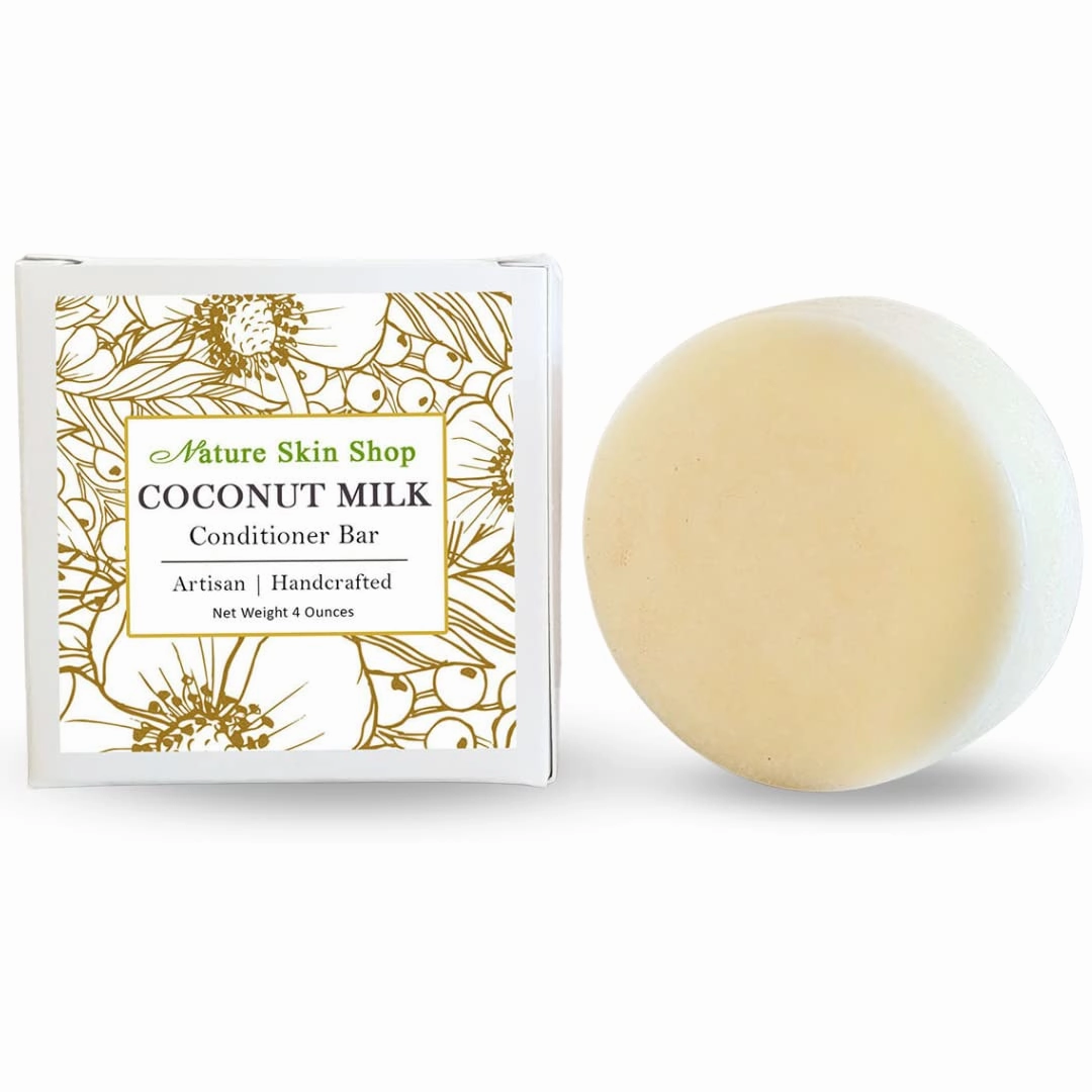 Coconut Milk Solid Bar Conditioner, Natural, Sulfate Free, Eco-Friendly, Plastic Free, All Hair Types including frizzy hair, Cruelty-Free & Vegan 4 ounces