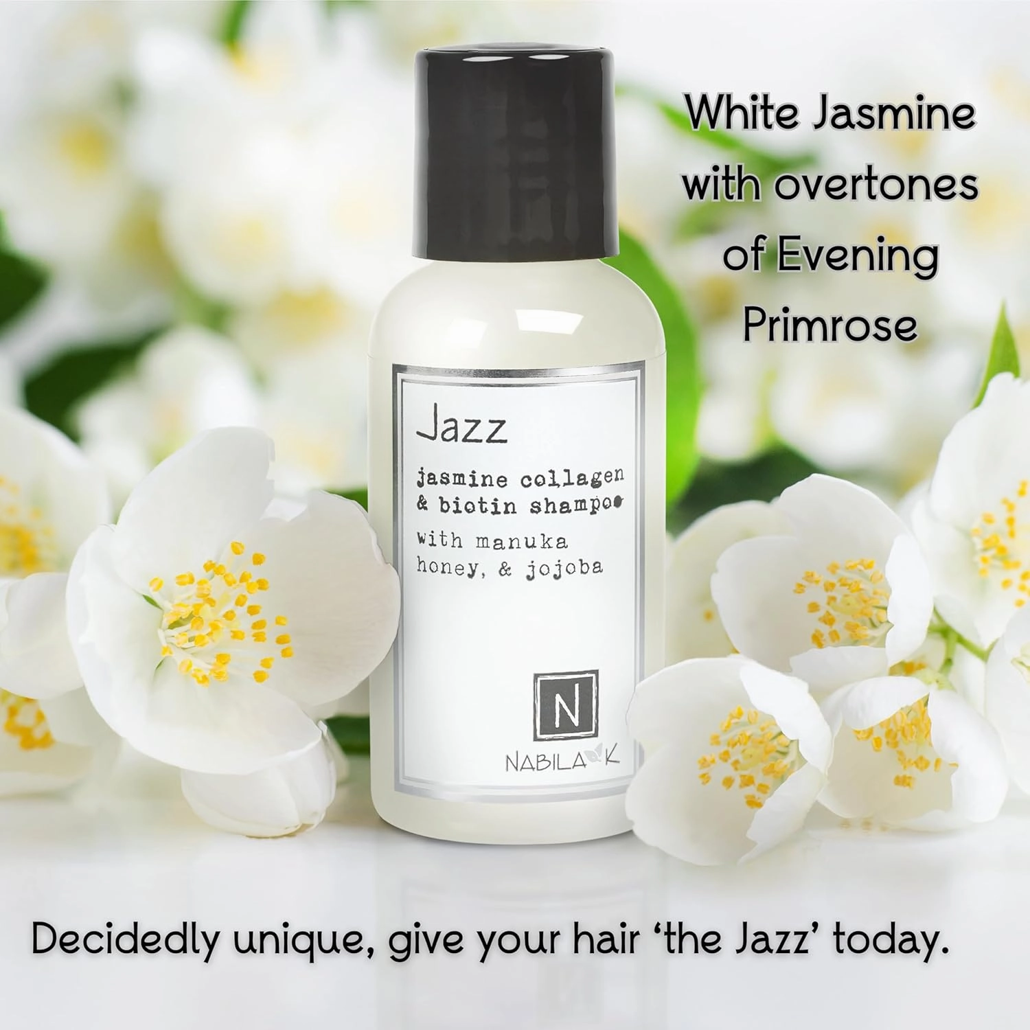 Collagen & Biotin Shampoo, 9 oz – Jazz – White Jasmine, Manuka Honey & Jojoba – Cleansing, Hydrating, Color-Safe – Sulfate-Free