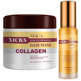 Collagen & Maca Essence Oil Hair Treatment Set - Deep Repair Conditioning Mask for Dry, Damaged Hair - Intensive Hydration & Strengthening for All Hair Types