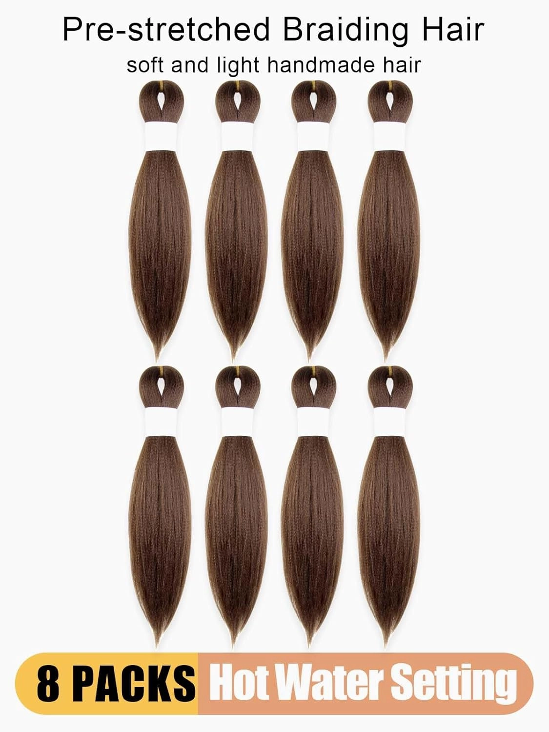 Color 30 Braiding Hair 12 Inch Pre Stretched Hair Short Straight Crochet Braids Yaki Texture Synthetic Fiber 8 Packs (30#/Medium Dark Brown)