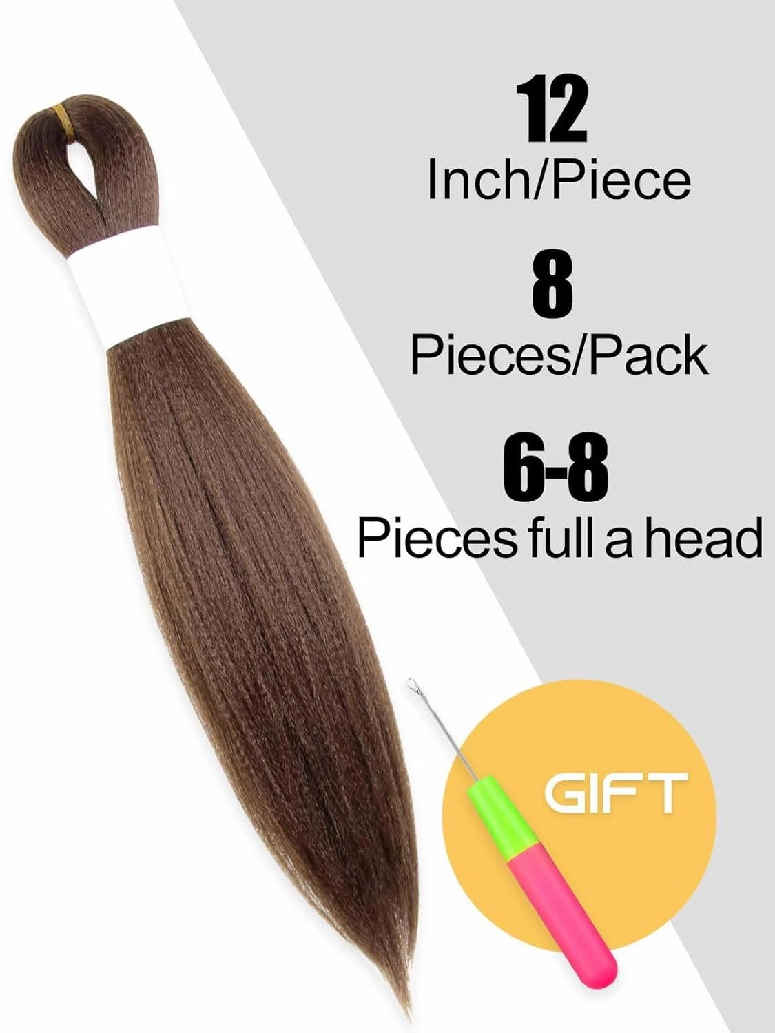 Color 30 Braiding Hair 12 Inch Pre Stretched Hair Short Straight Crochet Braids Yaki Texture Synthetic Fiber 8 Packs (30#/Medium Dark Brown)