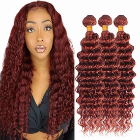 Color 33 Reddish Brown Human Hair Deep Wave Bundles Brazilian Virgin Remy Hair 8 10 12 Inch Mixed Length Copper Red Deep Wave Brown Bundles