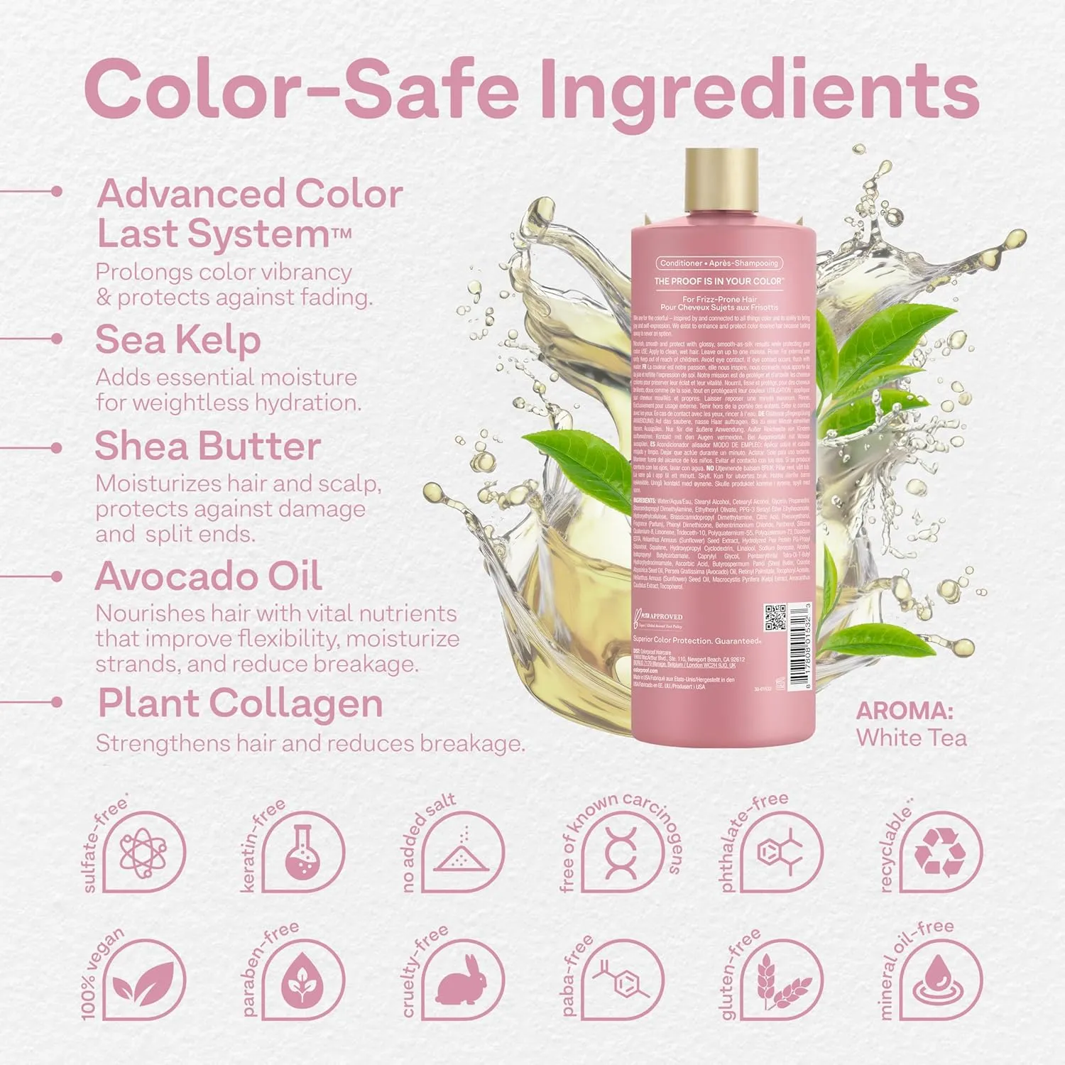 Colorproof Smooth Conditioner - For Frizzy Color-Treated Hair, Smooths, Softens & Controls Frizz, Sulfate-Free, Vegan