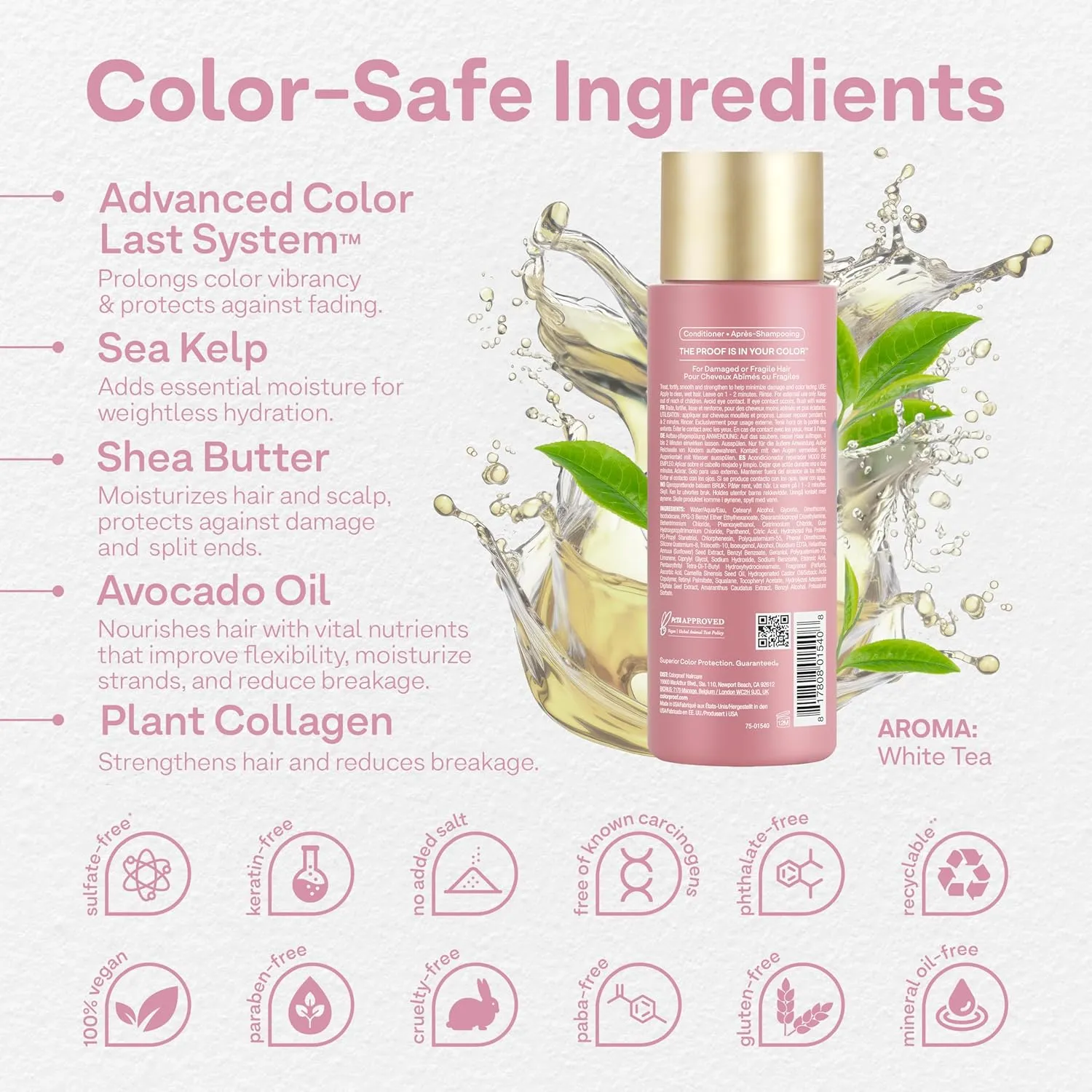 Colorproof Smooth Conditioner - For Frizzy Color-Treated Hair, Smooths, Softens & Controls Frizz, Sulfate-Free, Vegan
