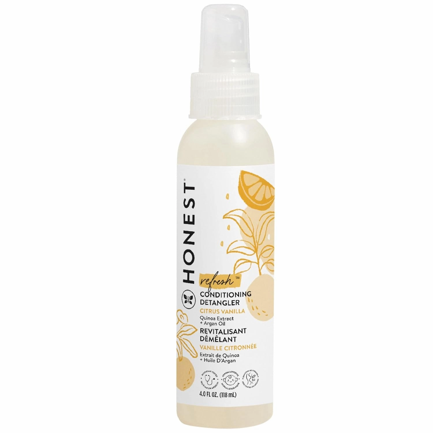Conditioning Hair Detangler | Leave-In Conditioner   Fortifying Spray | Tear-Free, Cruelty-Free, Hypoallergenic | Citrus Vanilla Refresh, 4 Fl Oz