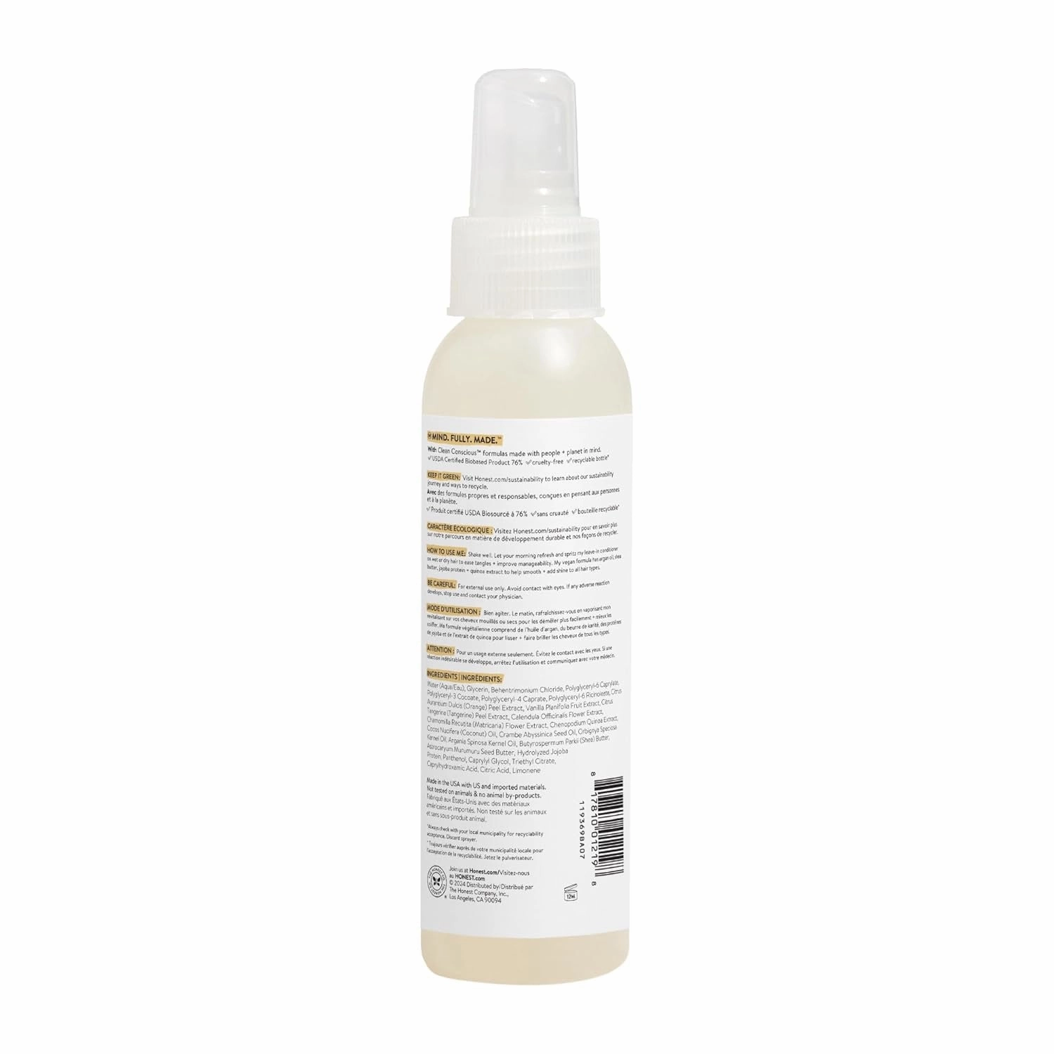 Conditioning Hair Detangler | Leave-In Conditioner   Fortifying Spray | Tear-Free, Cruelty-Free, Hypoallergenic | Citrus Vanilla Refresh, 4 Fl Oz