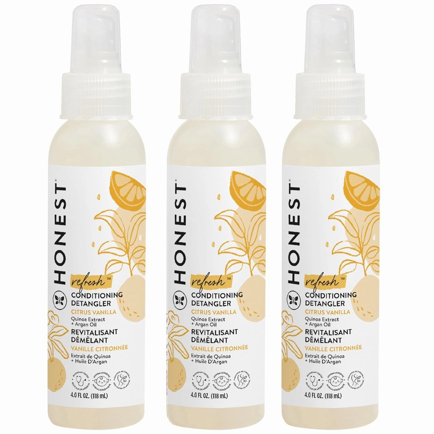 Conditioning Hair Detangler | Leave-In Conditioner   Fortifying Spray | Tear-Free, Cruelty-Free, Hypoallergenic | Citrus Vanilla Refresh, 4 Fl Oz