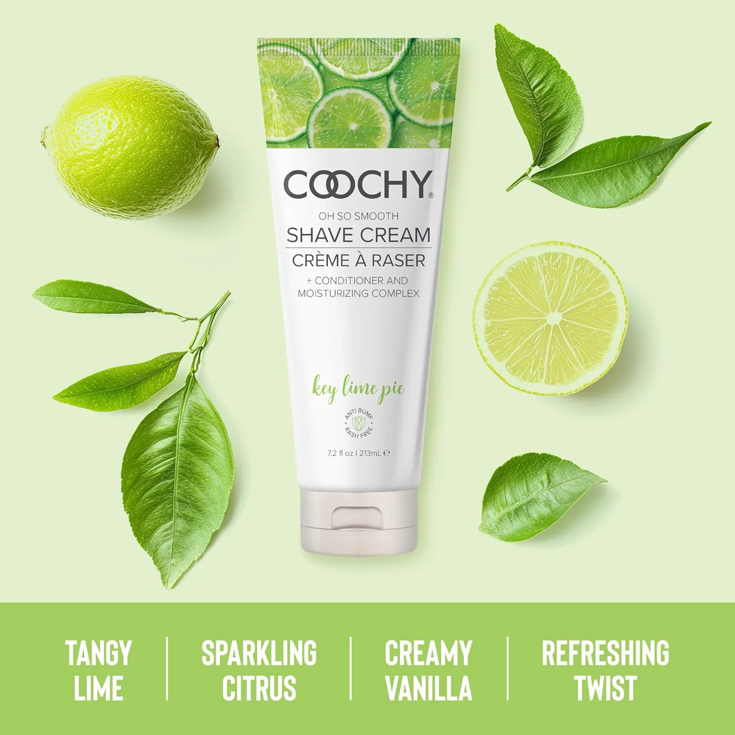 Coochy Intimate Shaving Cream | Shave Conditioner & Moisturizer for Face & Body | Ideal for Sensitive Skin Care, Anti-Bump | Key Lime Pie, 7.2 oz