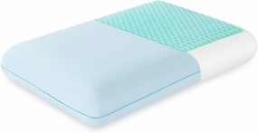 Cooling Memory Foam Pillow with Two-Sided Reversible Cover, Neck Support for Back, Stomach, and Side Sleepers, Washable Removable Cover, All-Season Comfort, Blue