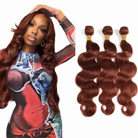 Copper Bundles Color 33 Brown Body Wave Human Hair Bundle Reddish Brown 3 Bundles 14 16 18 Inch Auburn Body Wave Bundle Color 33 Copper Hair Extensions 300G