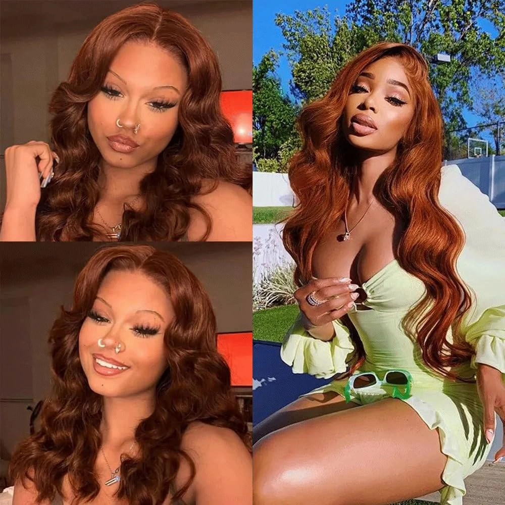 Copper Bundles Color 33 Brown Body Wave Human Hair Bundle Reddish Brown 3 Bundles 14 16 18 Inch Auburn Body Wave Bundle Color 33 Copper Hair Extensions 300G