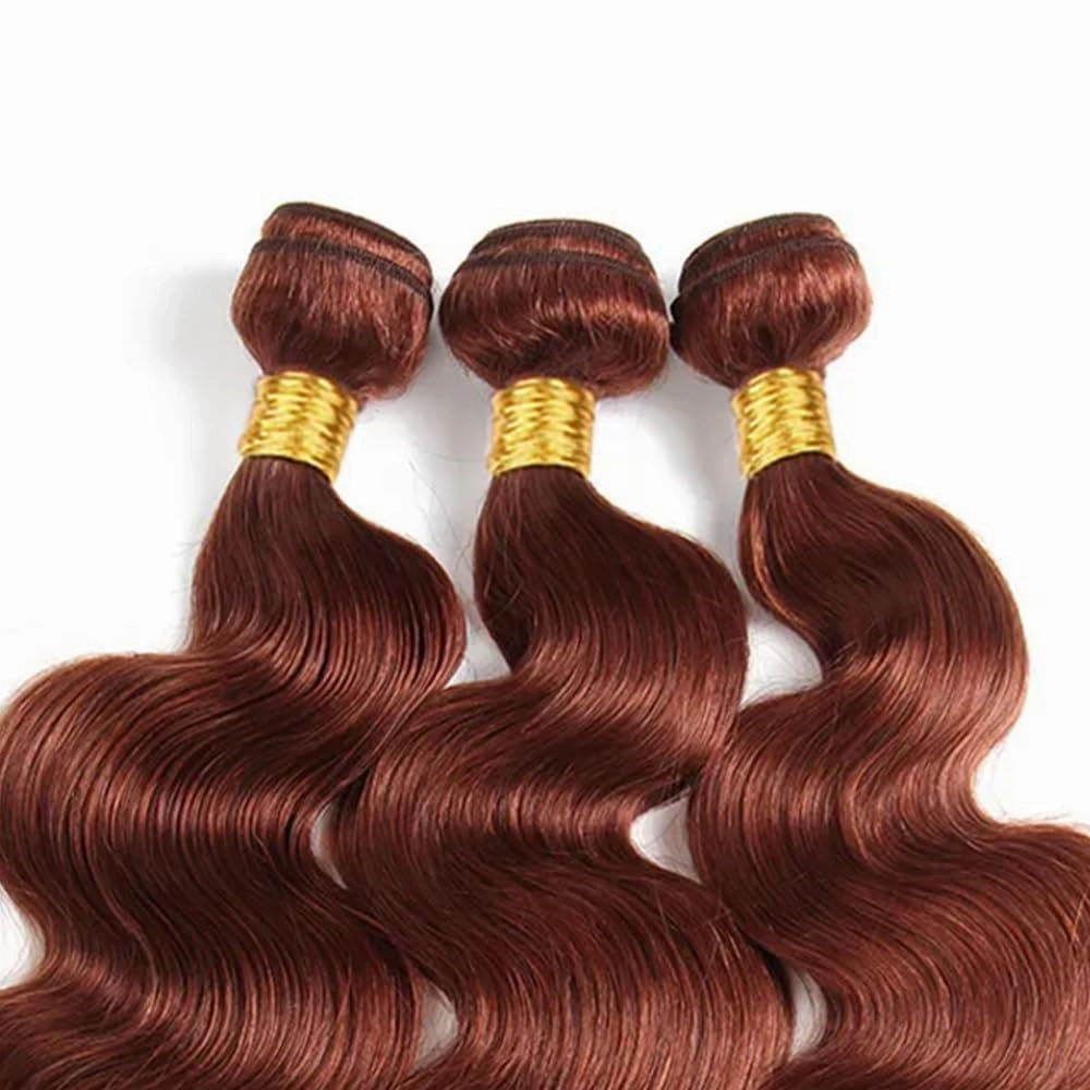 Copper Bundles Color 33 Brown Body Wave Human Hair Bundle Reddish Brown 3 Bundles 14 16 18 Inch Auburn Body Wave Bundle Color 33 Copper Hair Extensions 300G