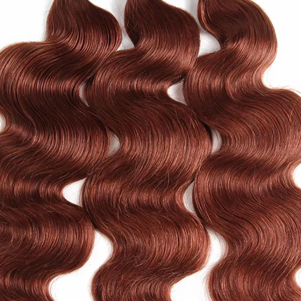 Copper Bundles Color 33 Brown Body Wave Human Hair Bundle Reddish Brown 3 Bundles 14 16 18 Inch Auburn Body Wave Bundle Color 33 Copper Hair Extensions 300G