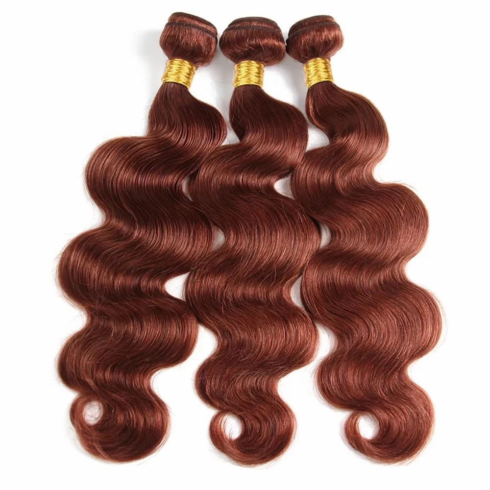 Copper Bundles Color 33 Brown Body Wave Human Hair Bundle Reddish Brown 3 Bundles 14 16 18 Inch Auburn Body Wave Bundle Color 33 Copper Hair Extensions 300G