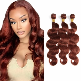 Copper Red Brown Body Wave Human Hair Bundles 8 10 12 Inch Color 33 Reddish Brown Unprocessed Brazilian Virgin Remy Hair Body Wavy Bundles