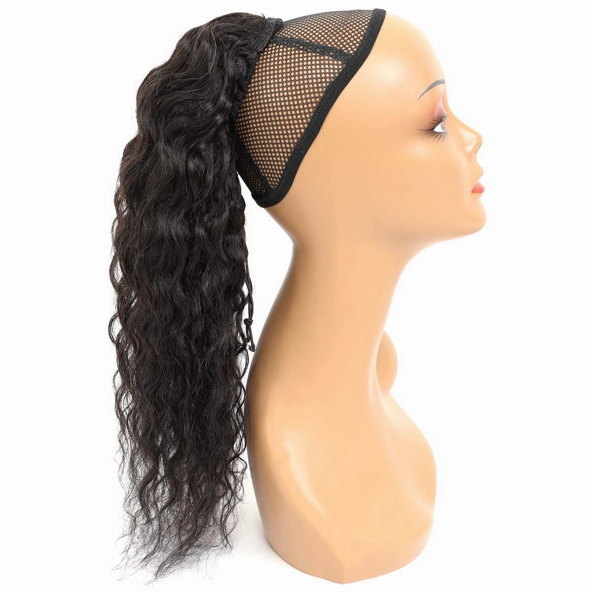 Corn Wave Ponytail Extensions Human Hair Wave Curly Ponytail Wrap Drawstring Human Hair Ponytails Natural Color Hairpiece with Clip in Binding Pony Tail (14 Inch)