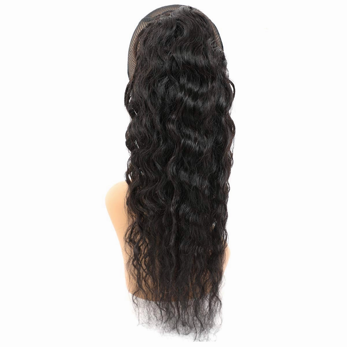 Corn Wave Ponytail Extensions Human Hair Wave Curly Ponytail Wrap Drawstring Human Hair Ponytails Natural Color Hairpiece with Clip in Binding Pony Tail (14 Inch)