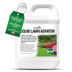 Covington Liquid Lawn Aerator (32oz) – Soil Conditioner & Softener for Lawns & Gardens – Loosens Clay & Compacted Soil for Better Water & Nutrient Absorption – Liquid Aeration Concentrate, Made in USA