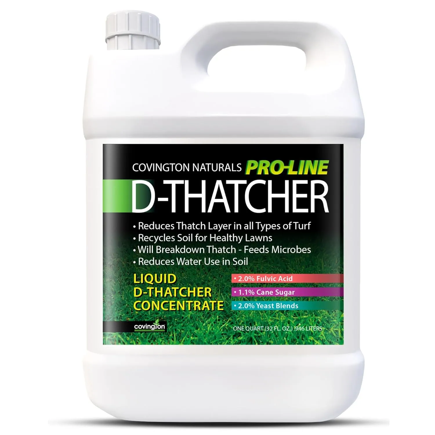 Covington PRO-LINE D-THATCHER Liquid Dethatcher (32oz) – Lawn Thatch Remover & Soil Softener, Grass Clipping Breakdown for Healthy Lawns & Gardens – Dethatcher and Aerator in one, Safe for Kids & Pets